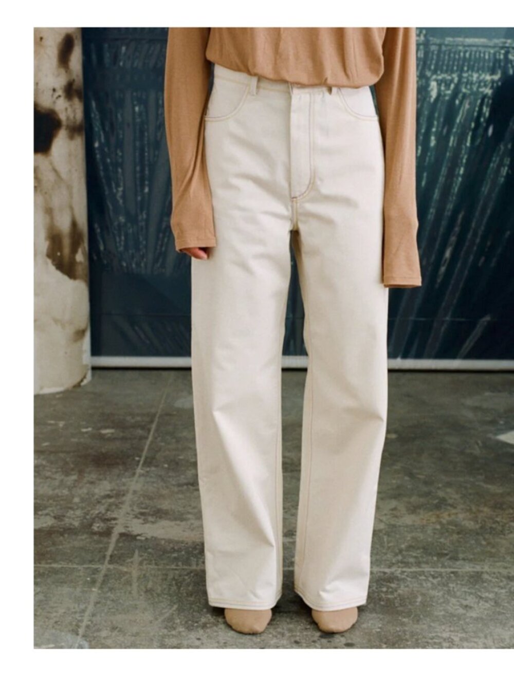 BASERANGE Navalo Pants Jeans White Natural Size Small